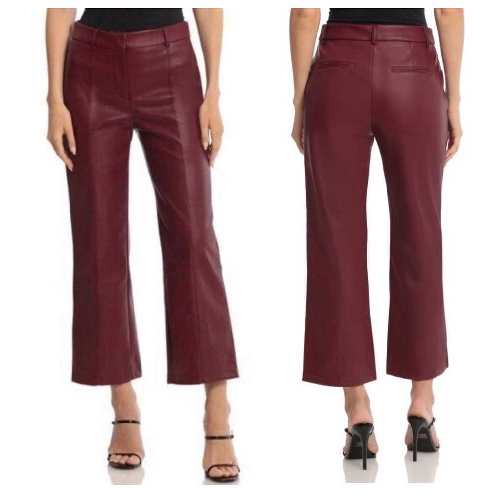 7 For All Mankind Burgundy Cropped Leather Pants